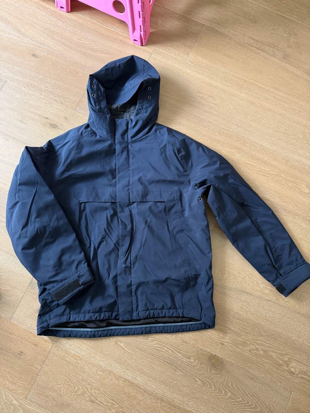 Men's Navy Hooded Jacket - Classic Waterproof Coat / ski. XL
